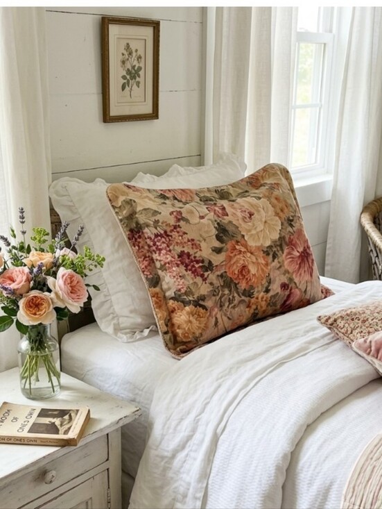 Other - Beautiful Vintage Floral Standard Sham- Rose Pattern. Home